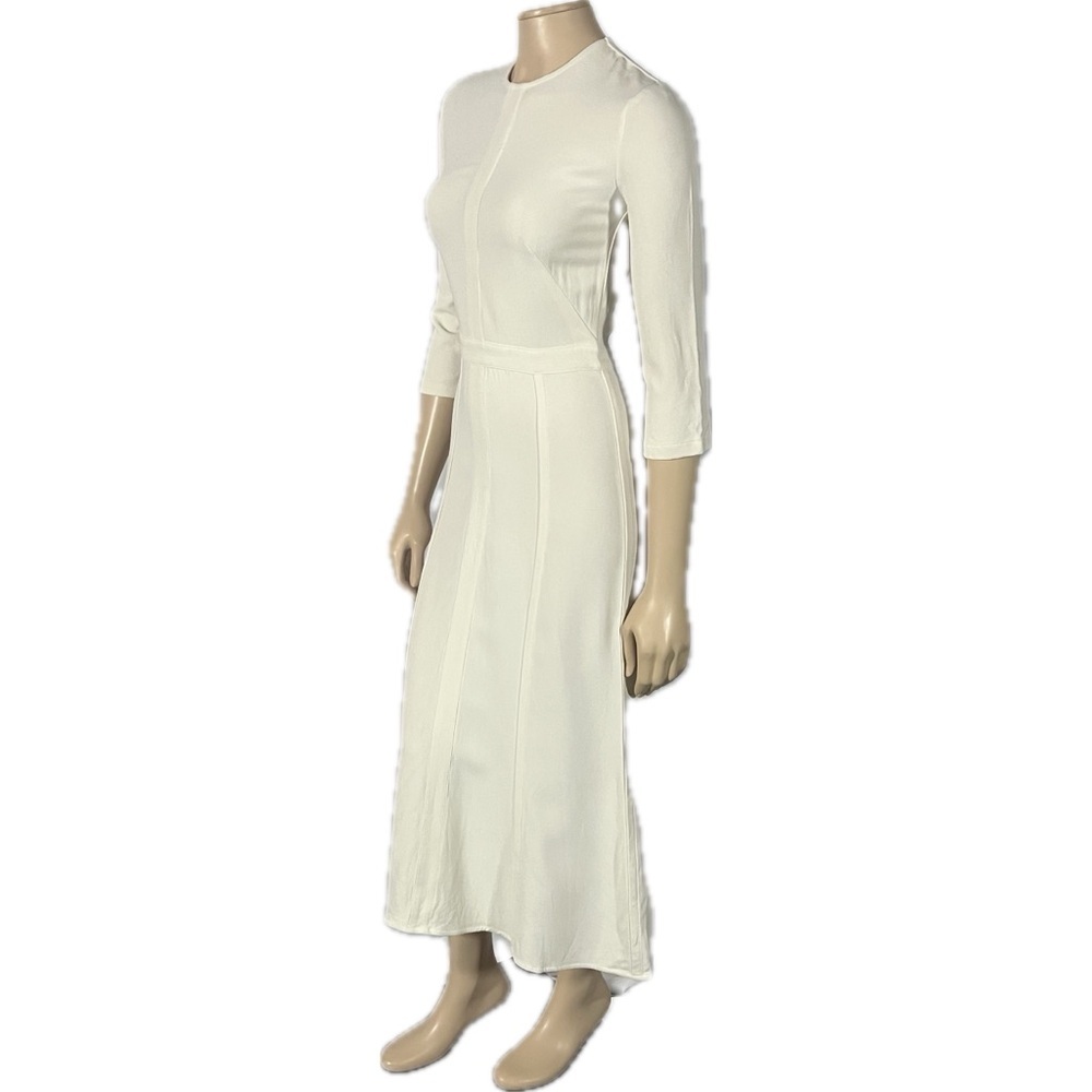 Victoria Beckham Stylish White Maxi Dress with 3/4 Sleeves